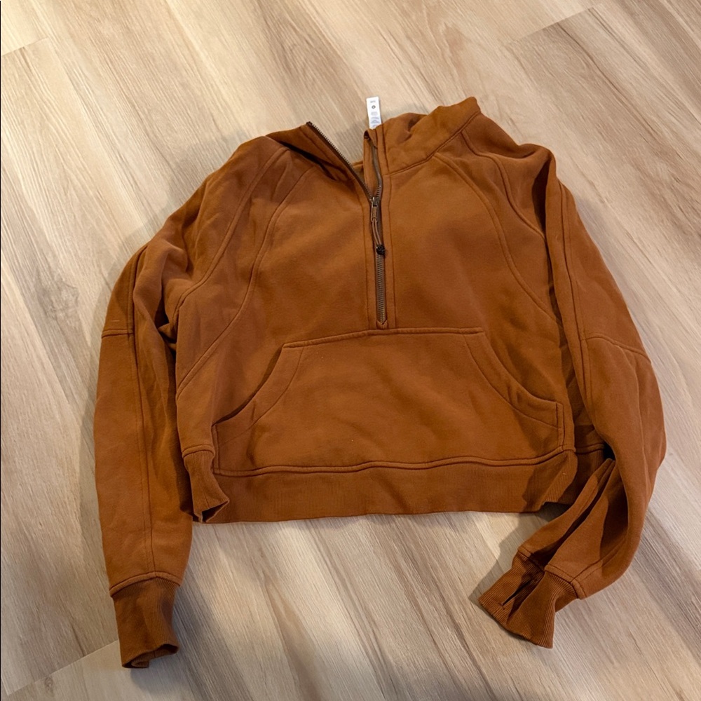 lululemon athletica Rust Brown Half-Zip Cropped Hoodie